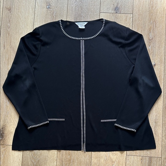 Exclusively Misook Jacket 3X Black White Trim Hook & Eye Blazer Cardigan - Picture 1 of 7